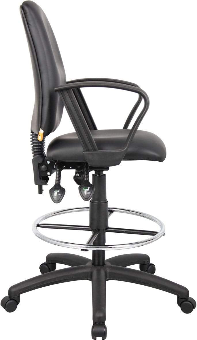 Boss Multi-Function LeatherPlus Drafting Stool [B1645] - Adjustable Height Office Chair for Architects, Artists & Home Office Use