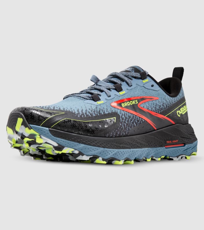 Brooks Cascadia 18 Trail Running Shoes for Men - Wide 2E Width - Citadel/Ebony/Lime - Lightweight & Durable for Hiking, Jogging & Outdoor Adventures