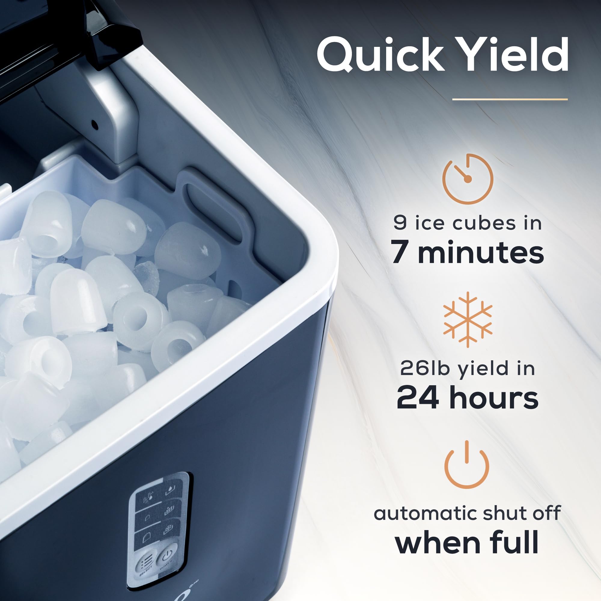 Igloo Automatic Ice Maker Machine - 26 lbs/24H, Self-Cleaning Countertop Ice Machine with LED Display & 9 Ice Cube Sizes (Large/Small) - Includes Ice Scoop - Perfect for Cocktails, Sodas, Home Bars, Office Use & Outdoor Parties