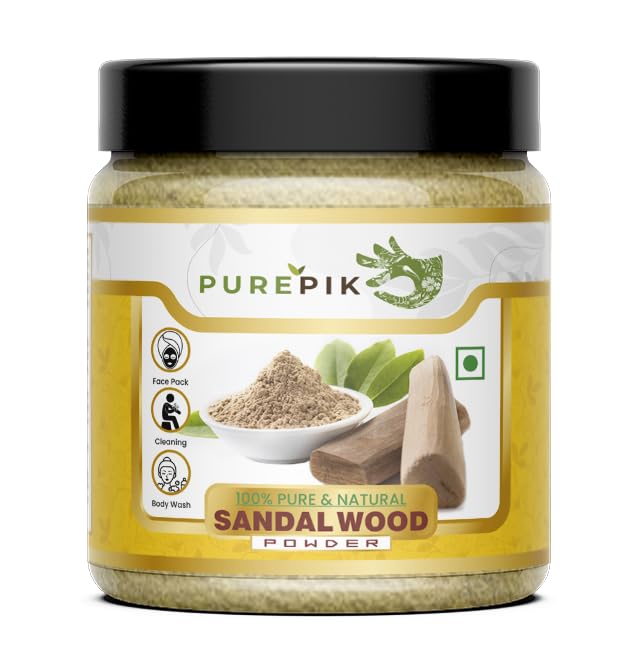 Purepik Sandalwood Face Pack Powder 200g | Natural Chandan Facial Mask for Glowing Skin | Exfoliating & Brightening Treatment for Acne, Dark Spots & Dullness | Ayurvedic Skincare for Daily Use & Spa Days