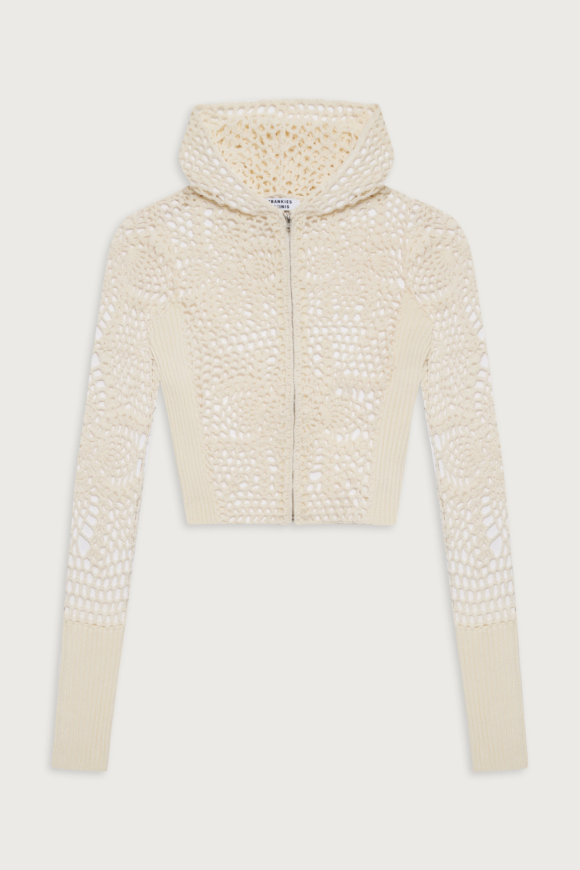Lyla Crochet Zip Up Hoodie for Women - Soft & Cozy White Pullover Sweatshirt - Perfect for Casual Outfits, Loungewear & Fall Fashion