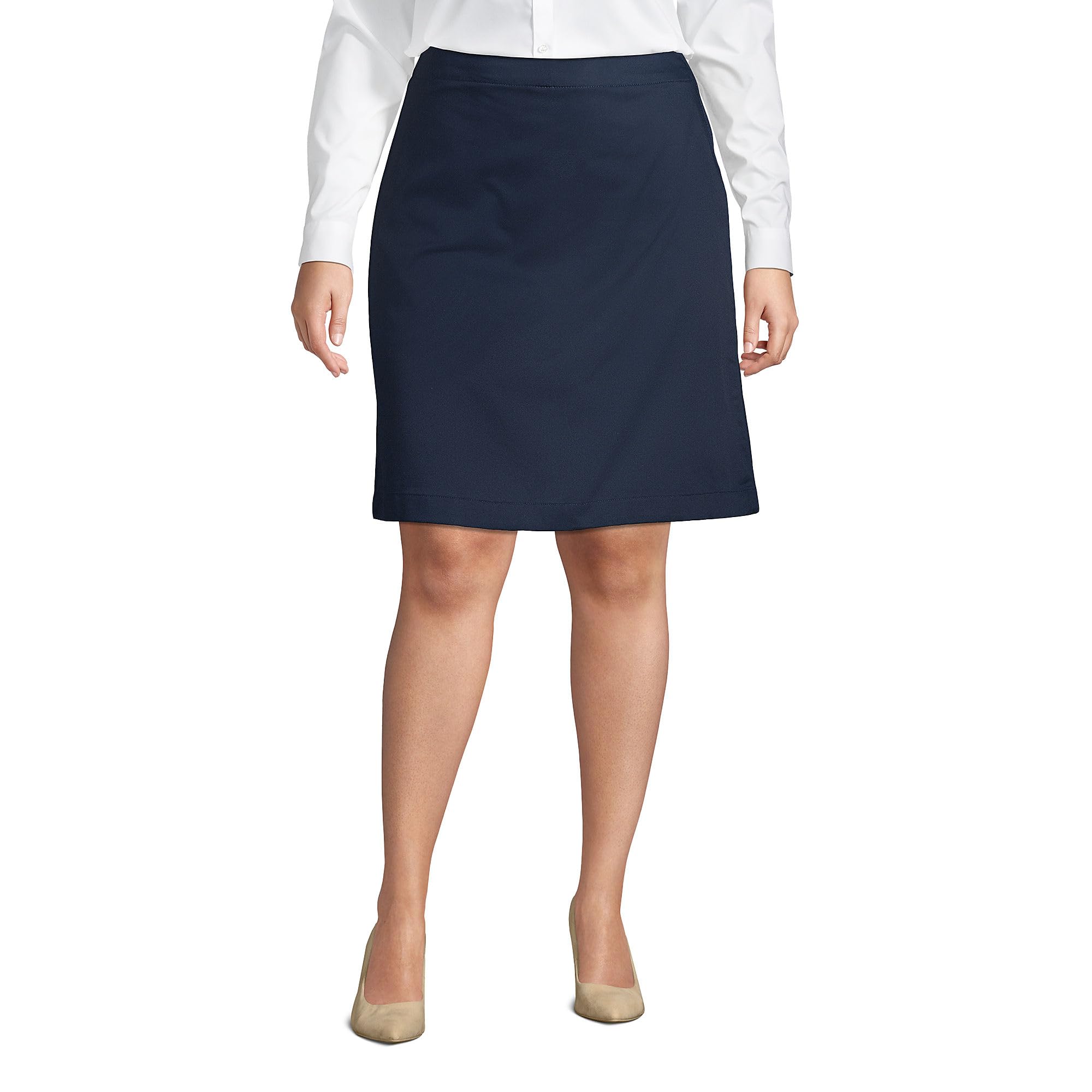 Lands' End Women's School Uniform Chino Skort - Knee-Length Stretch Blend Skirt with Shorts for Comfort & Style - Perfect for School, Work, and Casual Wear