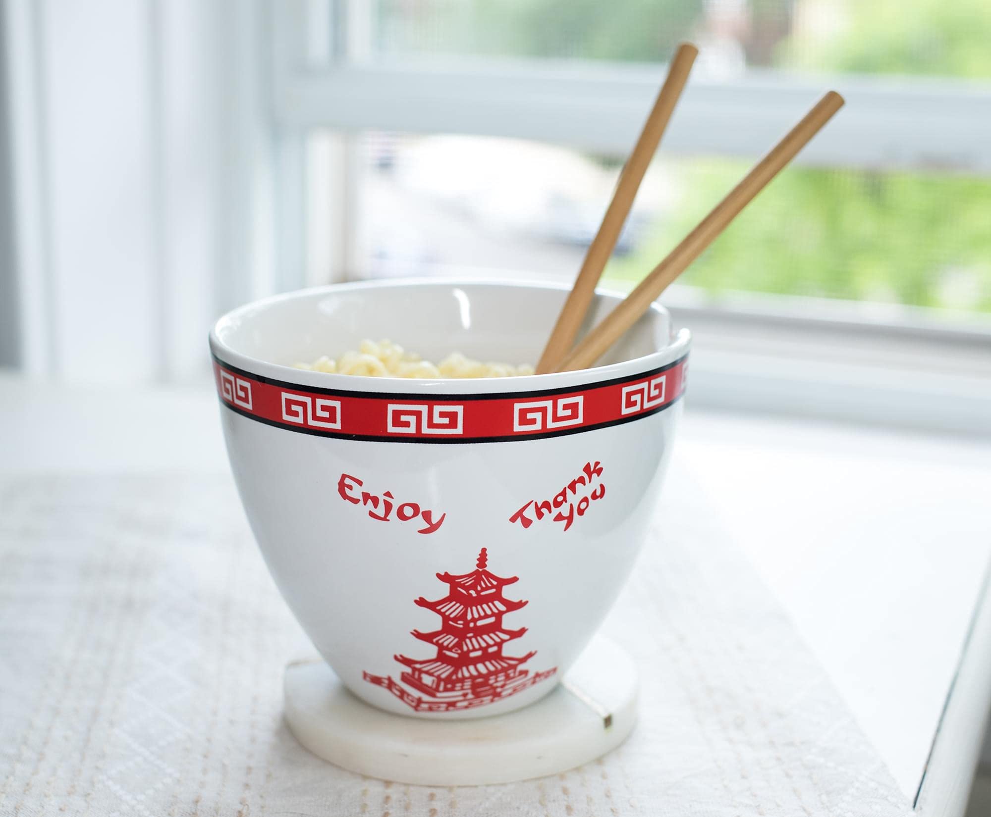 Bowl Bop Chinese Takeout Box Dinnerware Set - 16-Ounce Ramen Noodle Bowl with Chopsticks | Perfect for Asian Cuisine, Home Dining & Party Serving