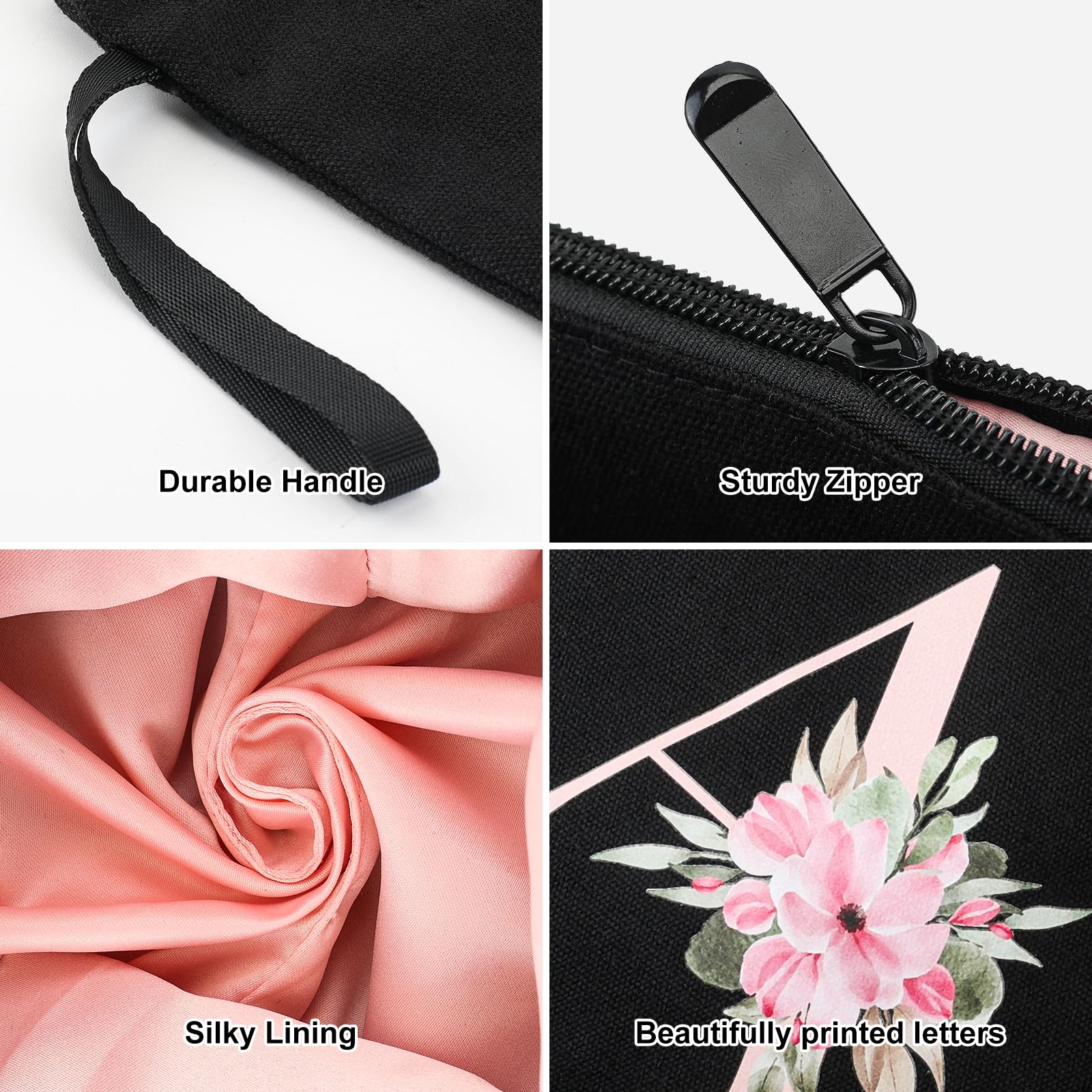 Personalized Makeup Bag for Women - Custom A-Z Monogram Cosmetic Bag - Perfect Birthday Gift for Mom, Best Friend, Bride & Bridesmaid (Black, Size J) - Great for Travel, Gym & Daily Beauty Essentials Organization