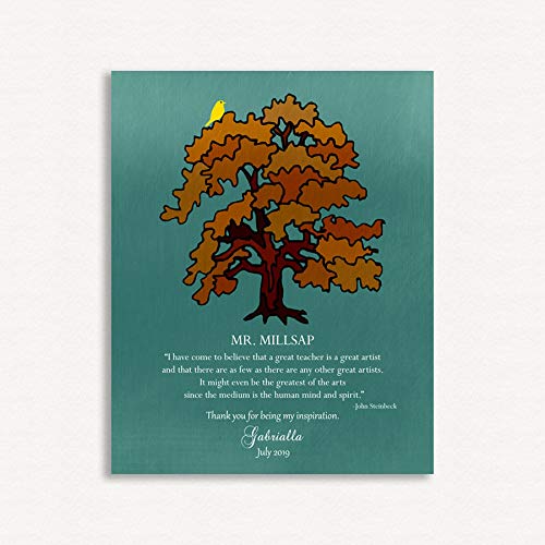 16x20 Custom Canvas Teacher Thank You Gift - Personalized Mentor, Boss & Leader Present - Handmade Orange Tree Art with John Steinbeck Quote (1819) - Perfect for Office Decor, Retirement Gifts & Appreciation Events