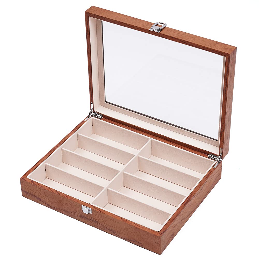 LOYALHEARTDY 8-Slot Wooden Sunglasses Display Case - Lockable Sunglasses Organizer & Storage Box for Men & Women - Perfect for Retail Stores, Home Decor, and Eyewear Collection Display