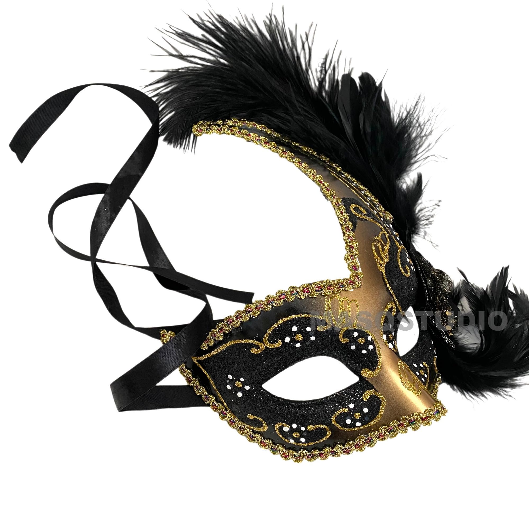 MasqStudio Elegant Brocade Lace Masquerade Mask - Venetian Ball, Mardi Gras, Burlesque, Prom, Wedding Party Accessory - Perfect for Costume Parties, Halloween & Formal Events