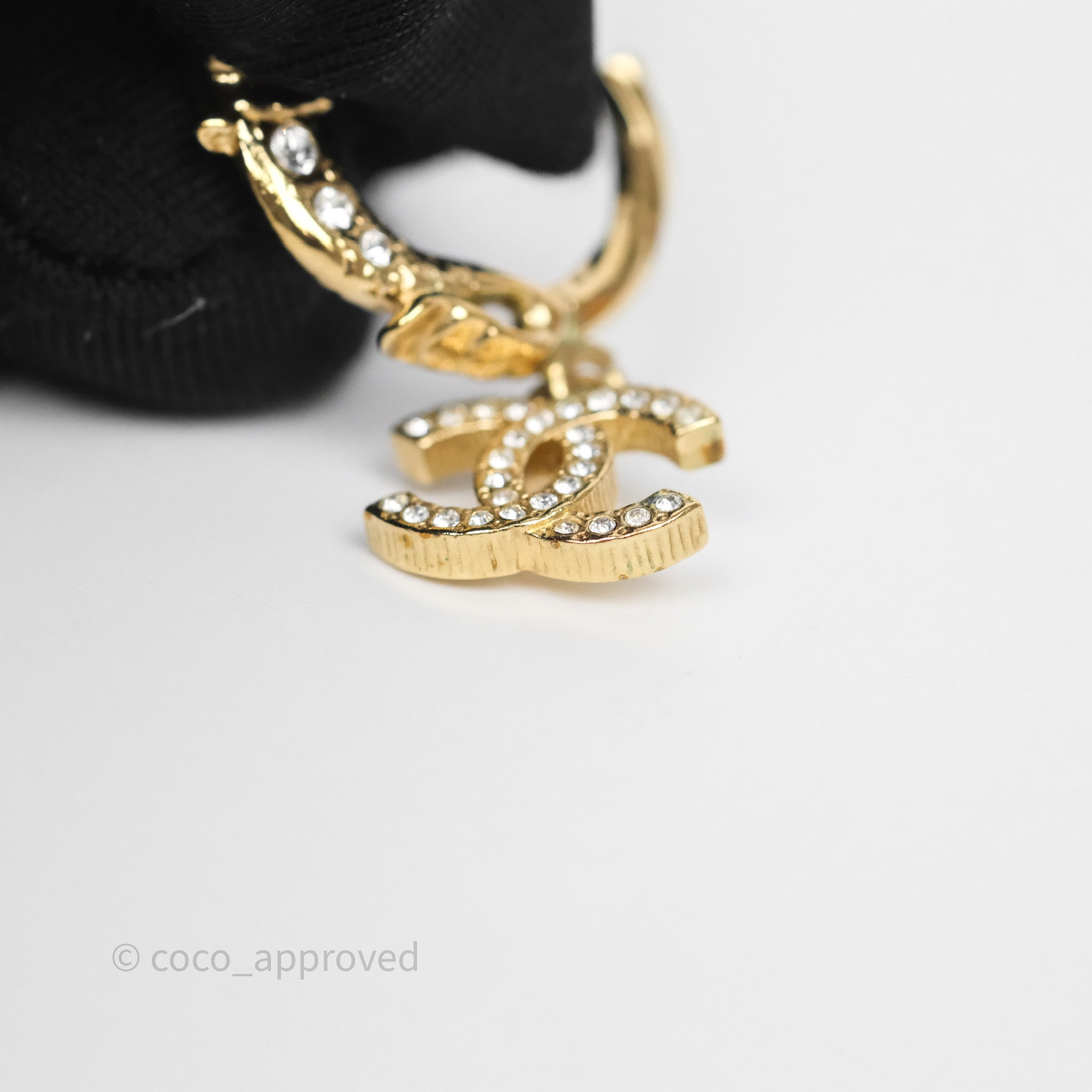 Chanel CC Crystal Hoop Earrings for Women - 23V Gold Tone Luxury Fashion Jewelry - Perfect for Parties, Weddings & Special Occasions