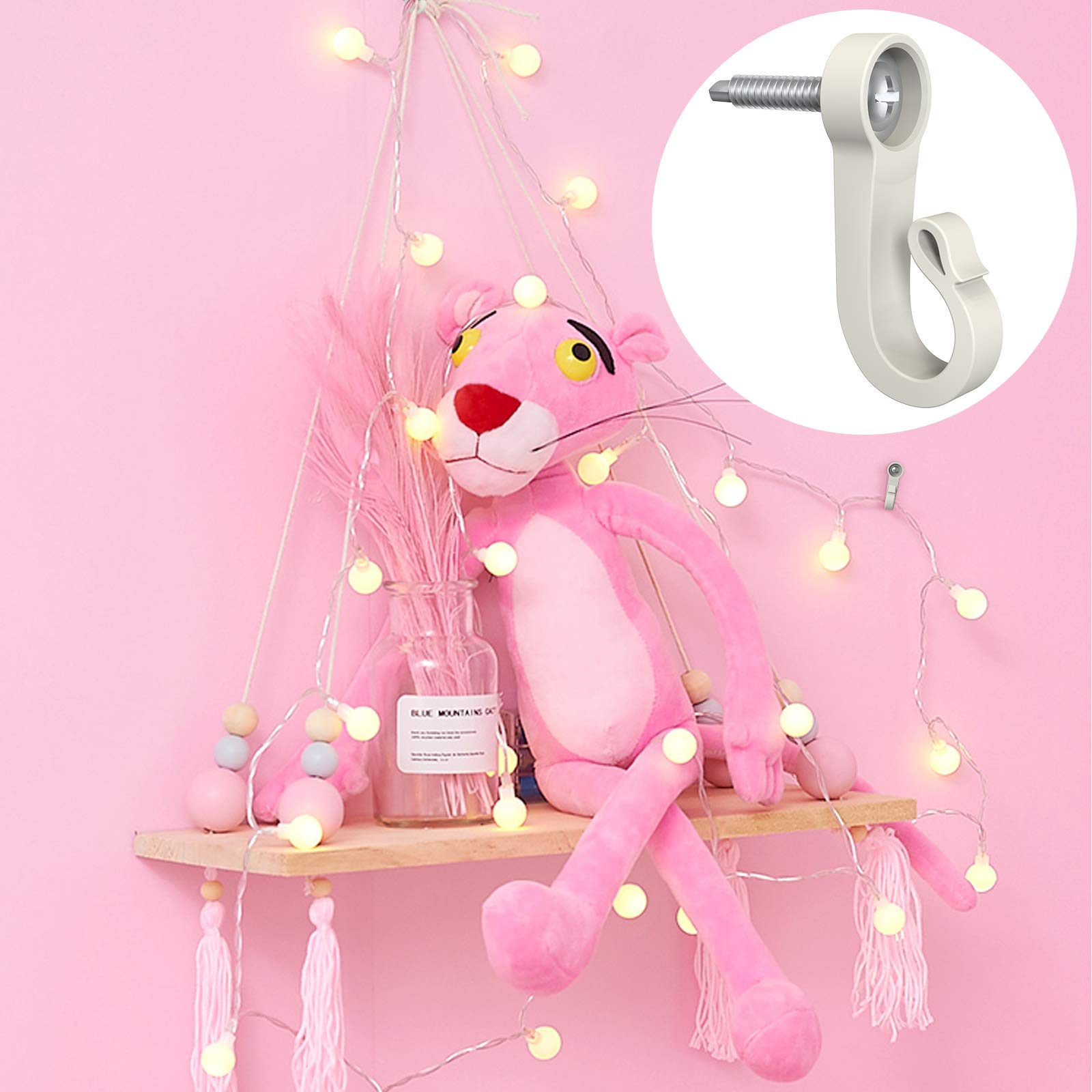 44-Pack Q-Hangers with Screws - Heavy Duty Christmas Light Hooks for Indoor & Outdoor Use - Easy Release Wire & LED Fairy Lights Hanger - Perfect for Garage, New Year Parties & Holiday Decorations