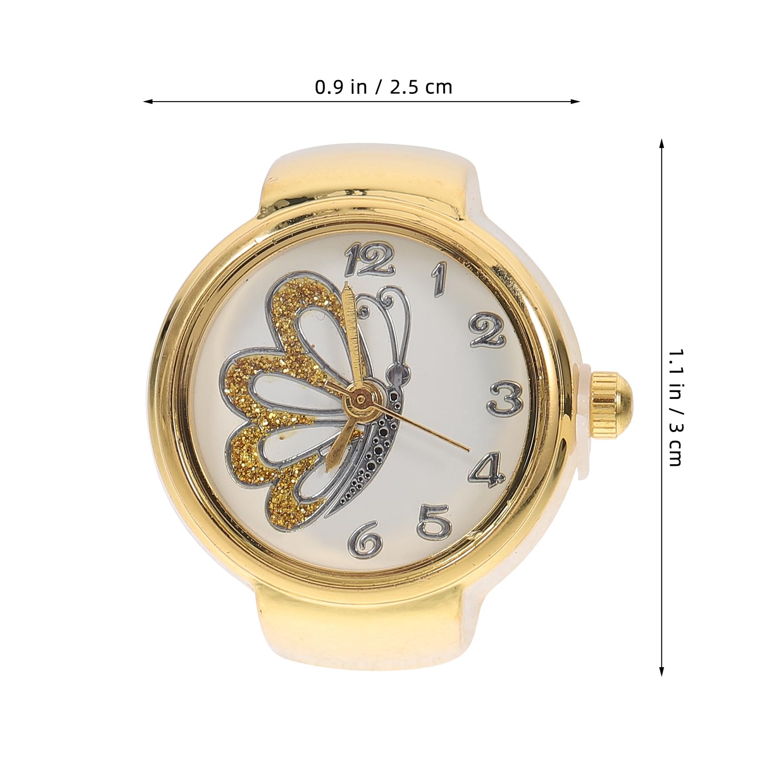 Elegant Gold Butterfly Finger Ring Watch - Vintage Round Quartz Timepiece for Women & Men - Perfect for Weddings, Valentines Day & Special Occasions
