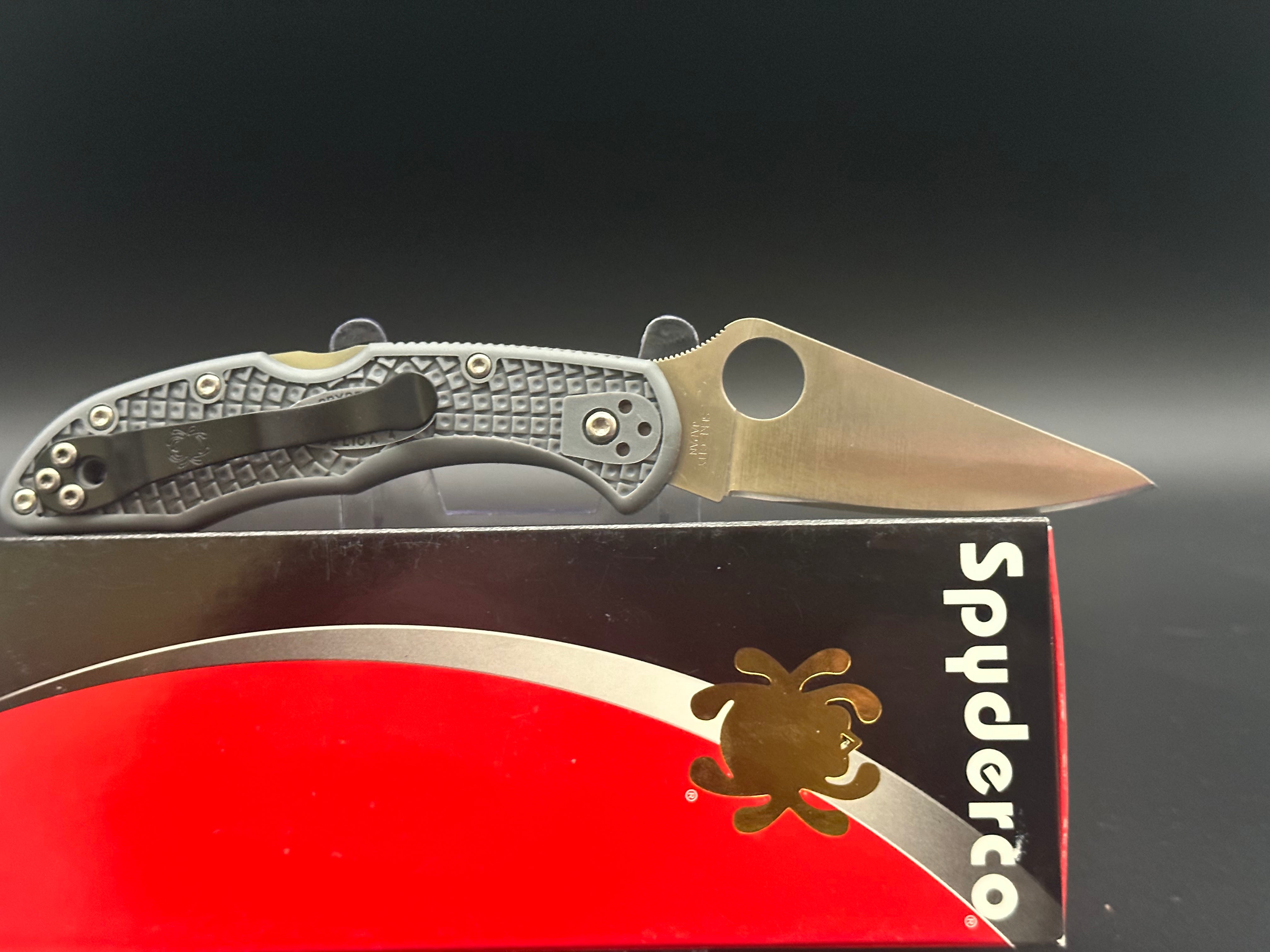 Spyderco Delica 4 Lightweight Folding Knife - Grey FRN Handle, VG-10 Steel Blade - Perfect for EDC, Outdoor Adventures & Everyday Carry