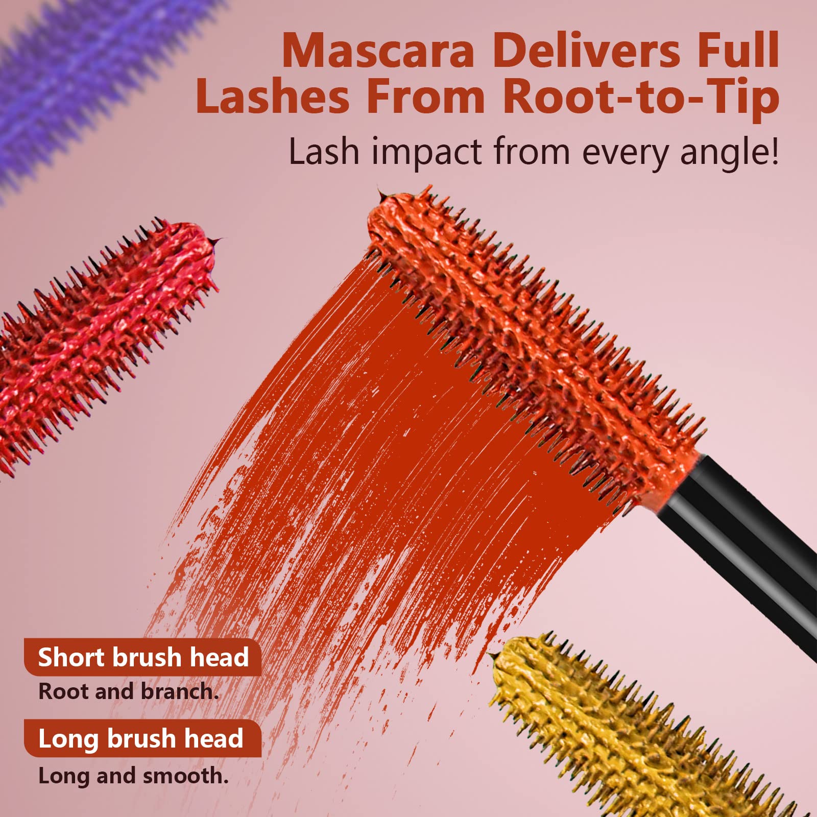 Long Lasting Smudge-Proof Lash Sensational Mascara Set - 6 Pcs 0.5 Fl Oz Volumizing, Lengthening & Curling Washable Mascara for False Lash Effect - Perfect for Daily Wear, Parties & Special Occasions