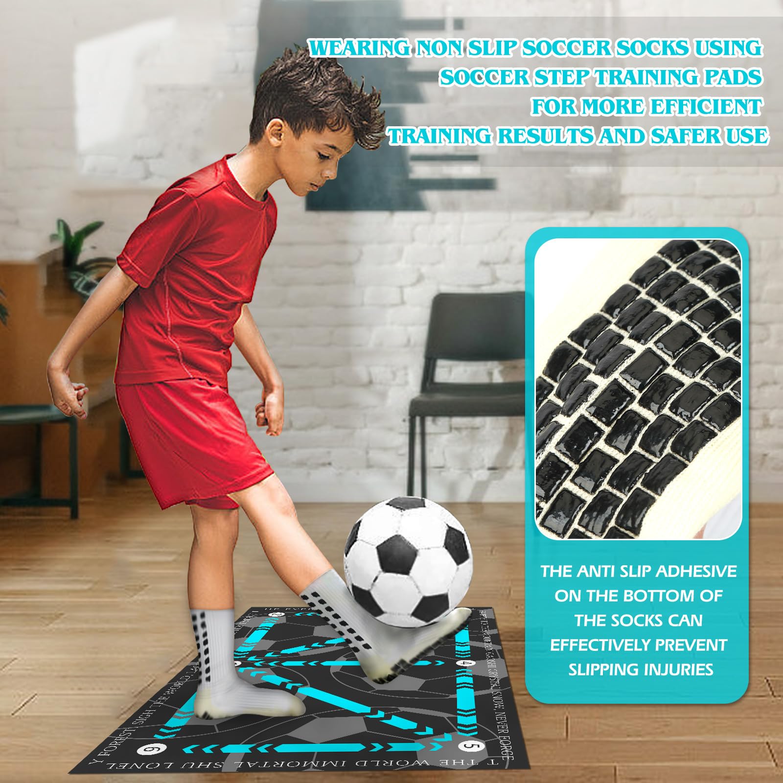 Non-Slip Soccer Training Mat - Shock Absorbing Football Footwork Mat for Kids & Adults | Perfect for Indoor/Outdoor Practice, Drills & Skill Development on Grass or Turf Fields