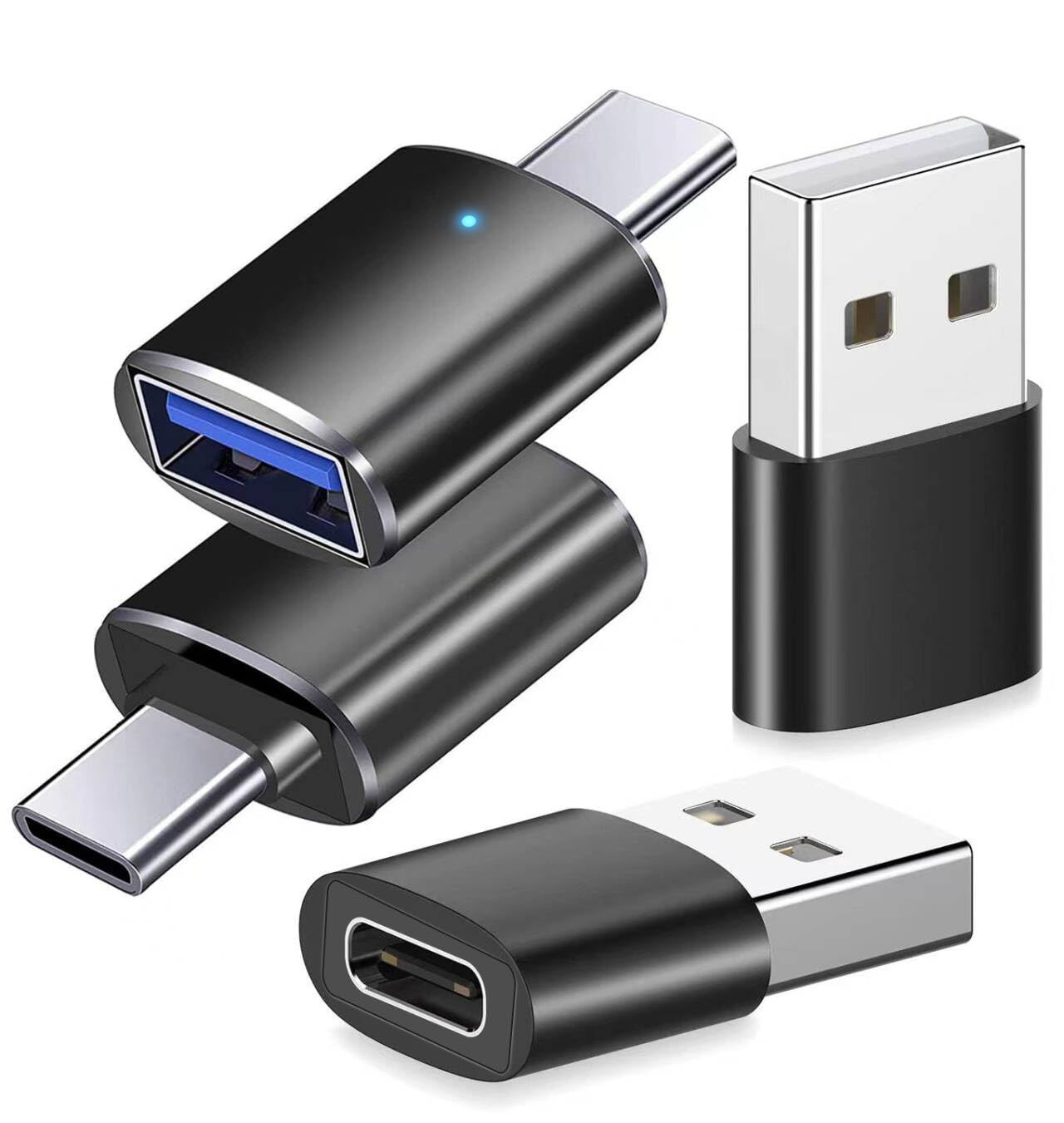 4-Pack USB C to USB 3.0 Adapter - Type C Male to USB Female & USB C Female to USB Male OTG Converter - Compatible with MacBook, iPad, Laptop, Projector, Charger - Perfect for Data Transfer & Device Charging