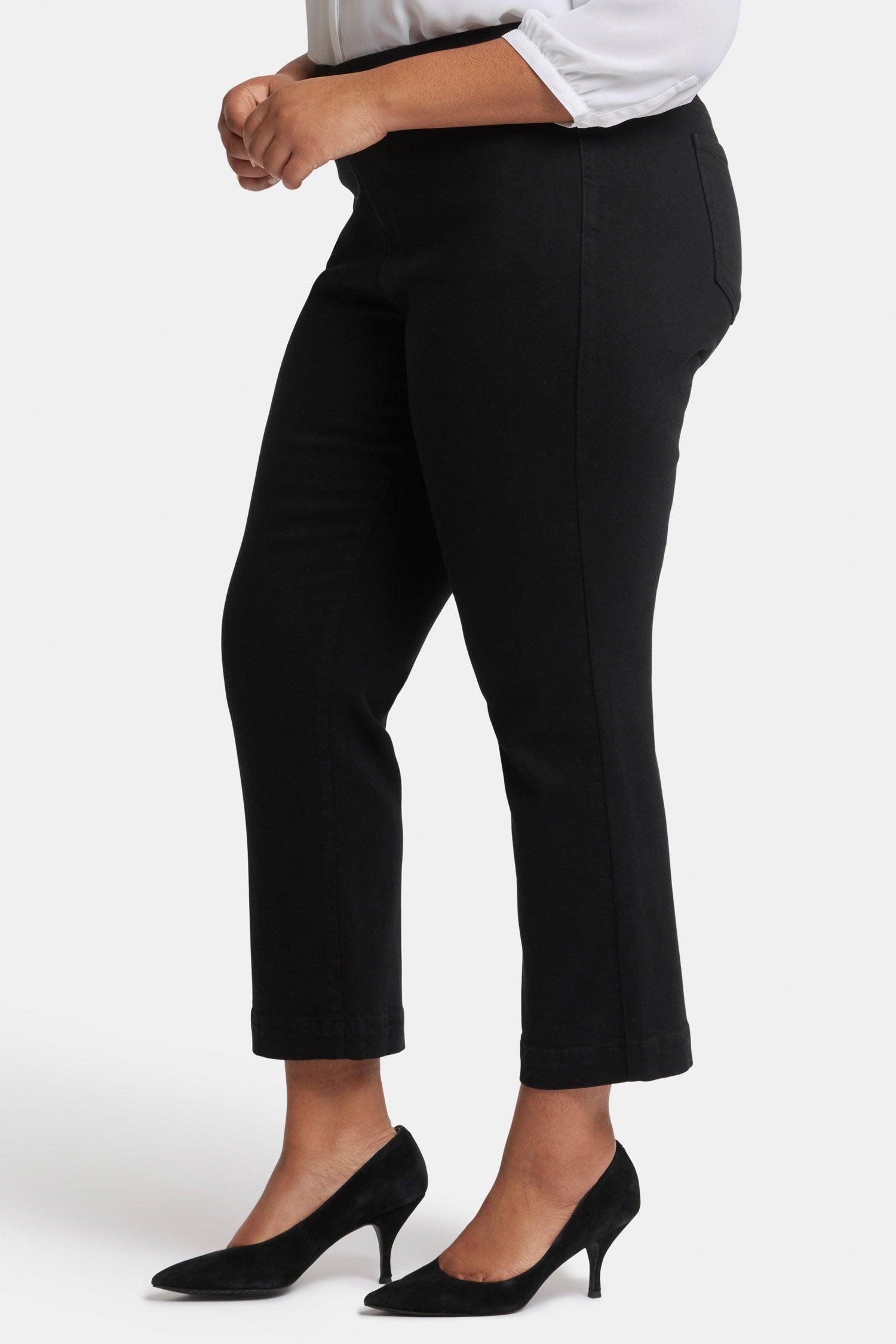Plus Size Bailey Relaxed Straight Ankle Pull On Jeans in Overdye Black | Comfortable Stretch Denim Pants for Women | Perfect for Casual Wear, Office & Weekend Outings
