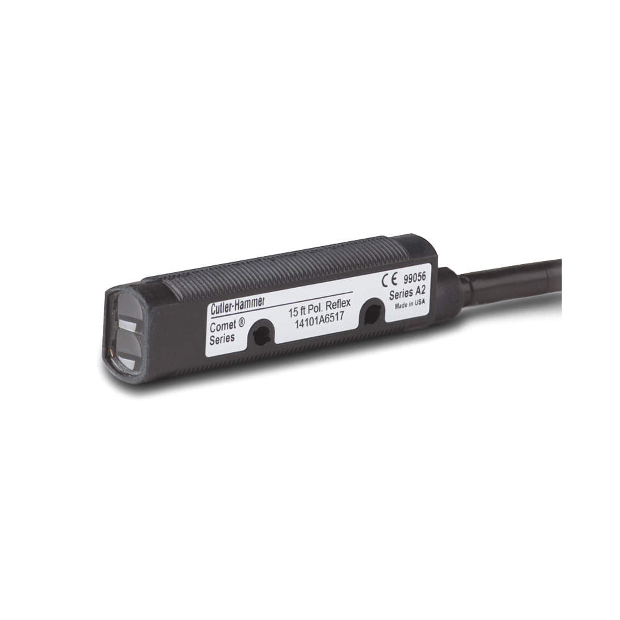 Eaton 14101A6513 Comet Series Photoelectric Sensor - Retroreflective, Polarized, VMOS/NPN 300mA Output, 65ft Cable, 15ft Range, 15-30VDC/20-264VAC | Industrial Automation, Packaging, Material Handling Equipment