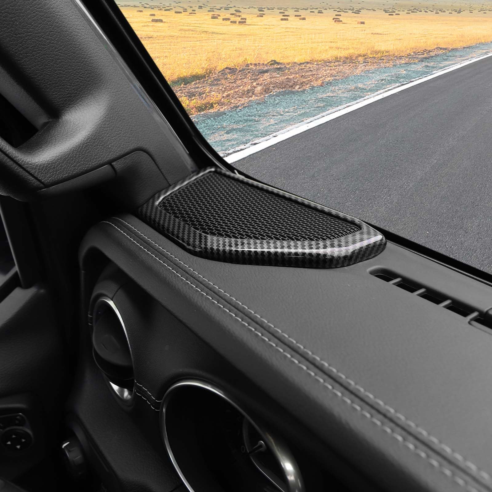 RT-TCZ Carbon Fiber A Pillar Speaker Trim Cover for Jeep Wrangler JL/JLU & Gladiator JT (2018-2024) - 2pc Interior Upgrade - Perfect for Off-Roading & Custom Car Styling