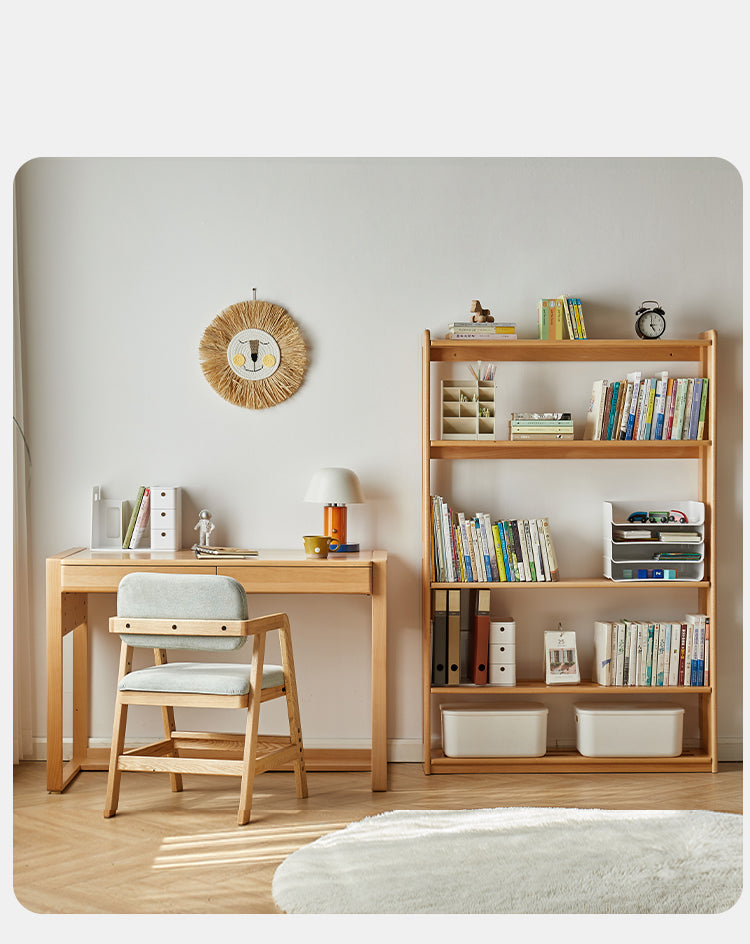 Solid Wood Floor-to-Ceiling Bookshelf - Beech & Oak Wooden Storage Shelf for Books, Toys, and Home Decor | Perfect for Living Room, Nursery, and Home Office Organization