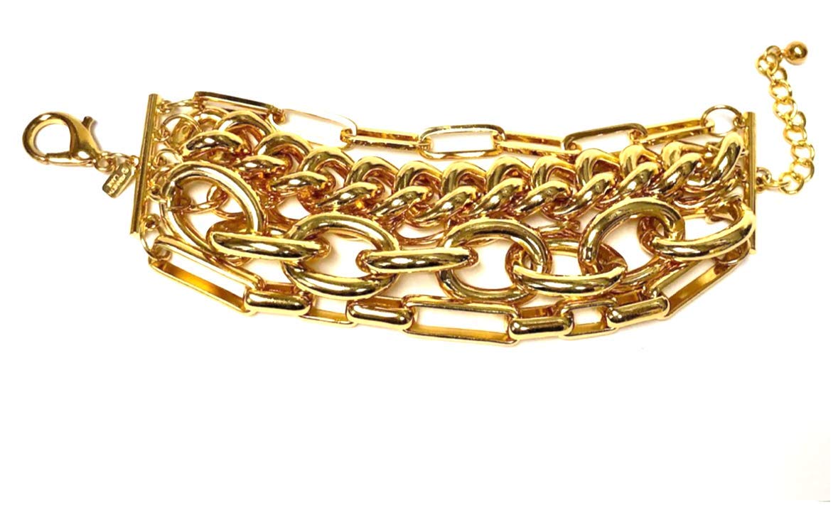 Kenneth Jay Lane 5 Strand Multi-Link Gold Chain Necklace for Women | Elegant Layered Jewelry for Parties, Weddings & Everyday Wear