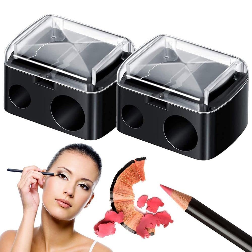 Andy's Orchids Dual Hole Cosmetic Pencil Sharpener - Eyeliner, Lip & Eyebrow Pencil Sharpener with Cover (5 Pack) - Perfect for Makeup Kits, Travel & Professional Makeup Artists