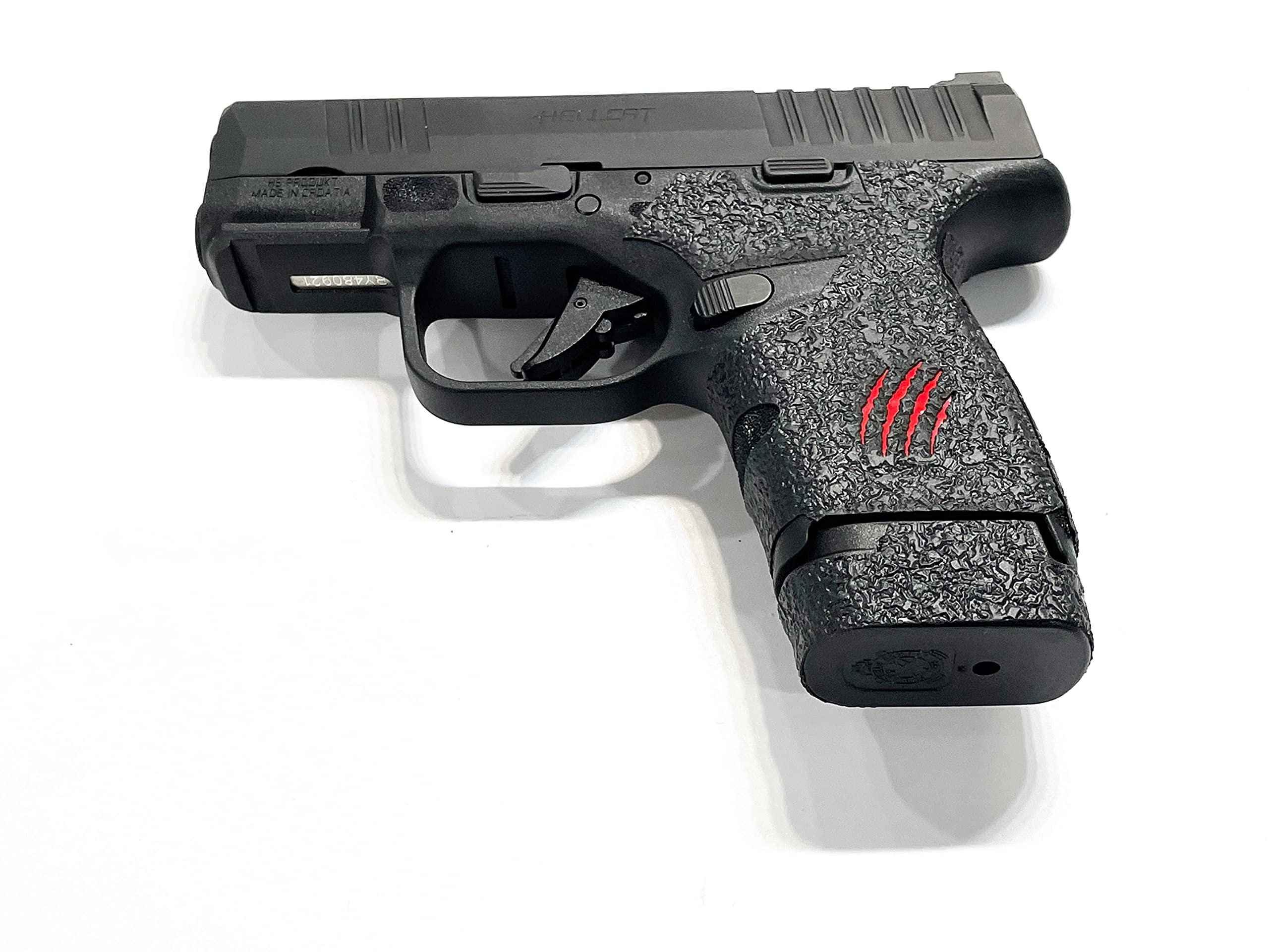 Handleitgrips Black Textured Rubber Pistol Grip Tape with Red Claw Insert for Springfield Hellcat RDP with Safety | Non-Slip Gun Accessory | Veteran Owned & Made in USA | Perfect for Range Shooting, Concealed Carry & Home Defense