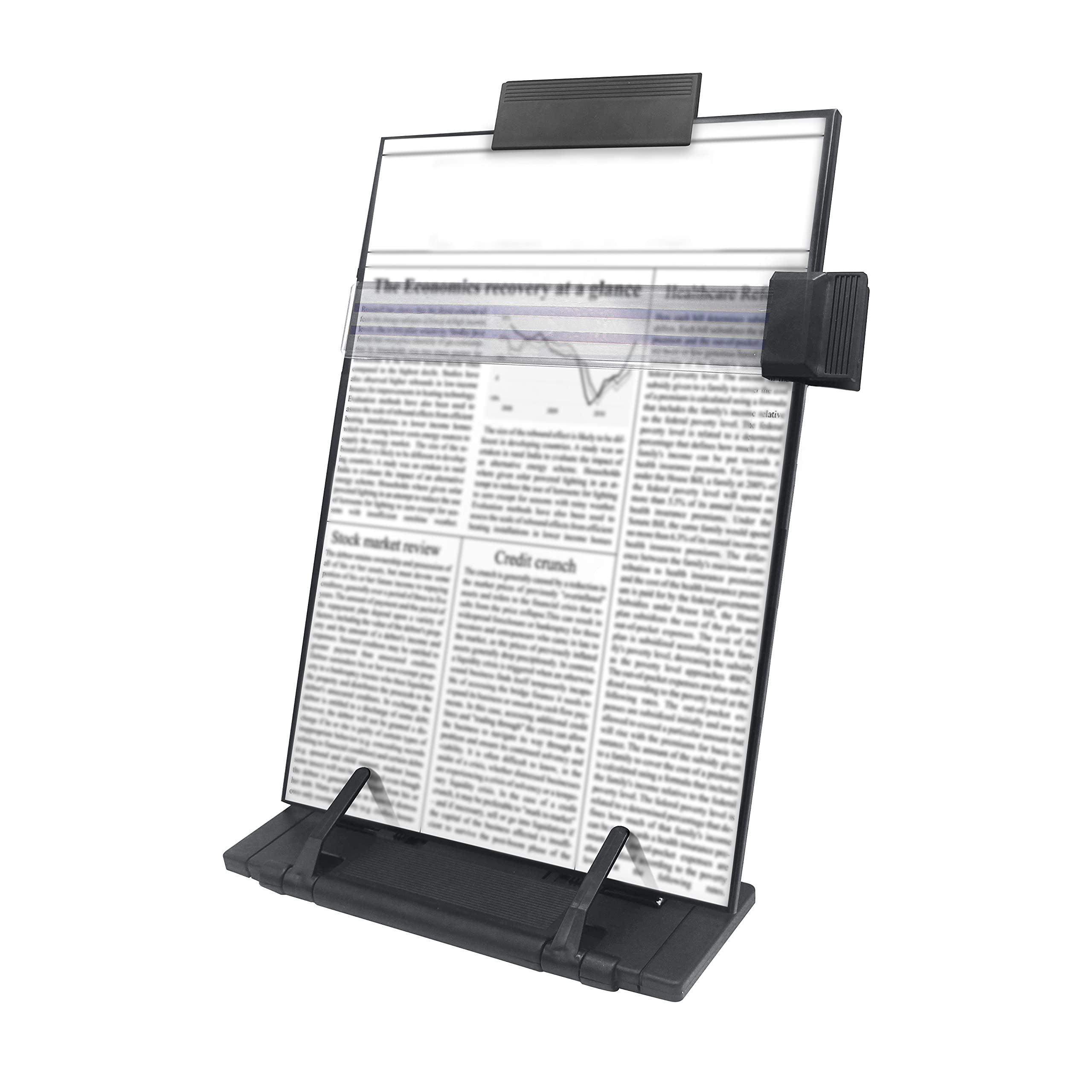 Keenjorika Adjustable Desktop Document Holder - 7 Position Angle Book Stand for Reading, Typing & Speeches | Ergonomic Black Paper Organizer for Office & Home Workspaces