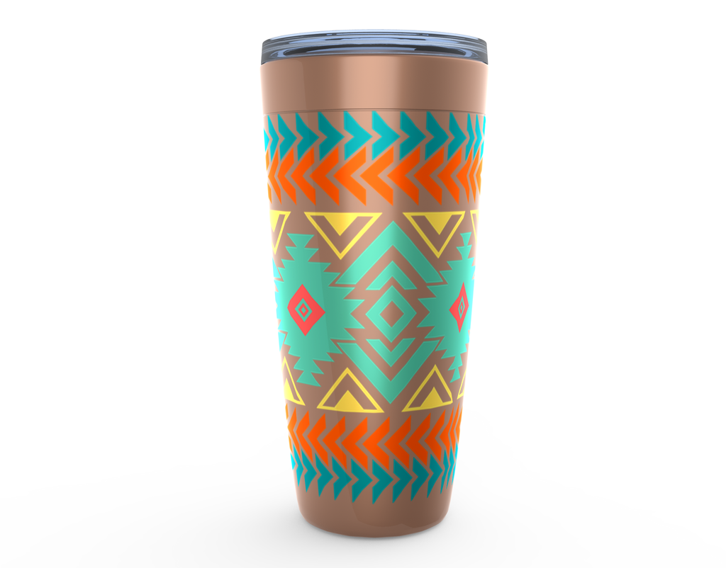 Insulated Travel Mug with Southwestern Aztec Design - Leak-Proof Stainless Steel Tumbler for Coffee, Tea & Cold Drinks | Perfect for Camping, Office & Road Trips