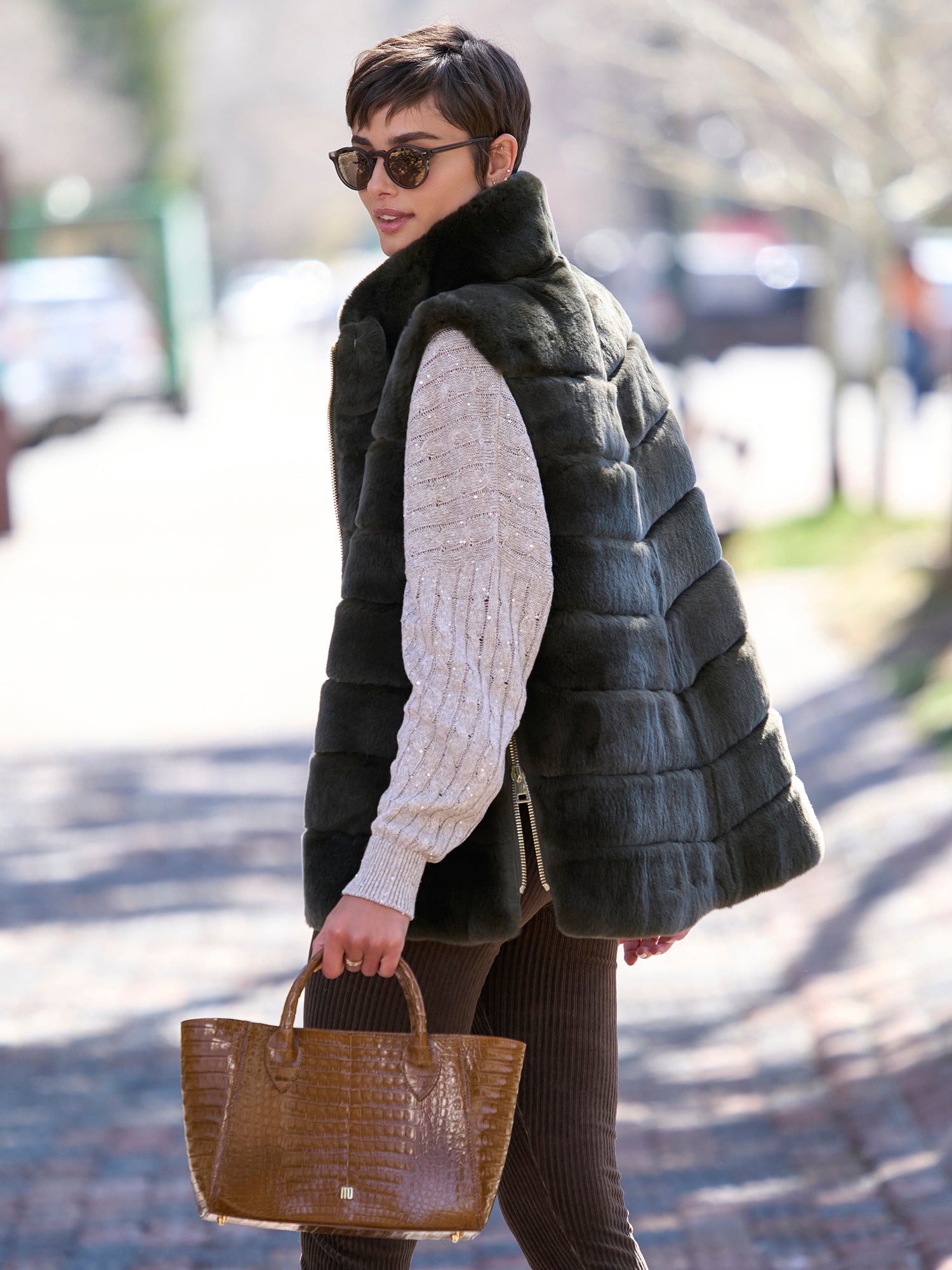 Sarah Rex Fur Vest for Women - Cozy Winter Fashion Outerwear - Perfect for Casual Outings, Parties & Cold Weather