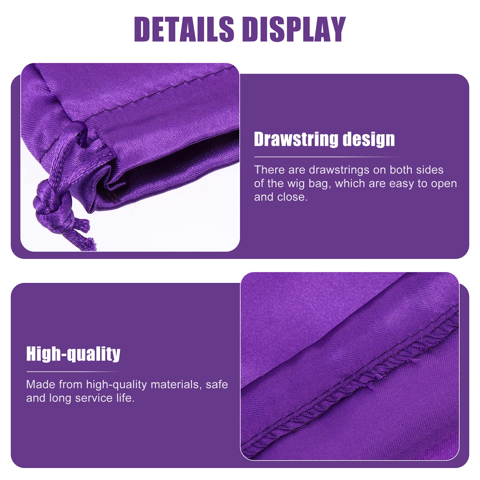Beaupretty 10 Pack Satin Wig Storage Bags - Soft Silky Hair Organizer Pouches for Wigs, Extensions & Hair Tools - Travel & Home Use - Purple