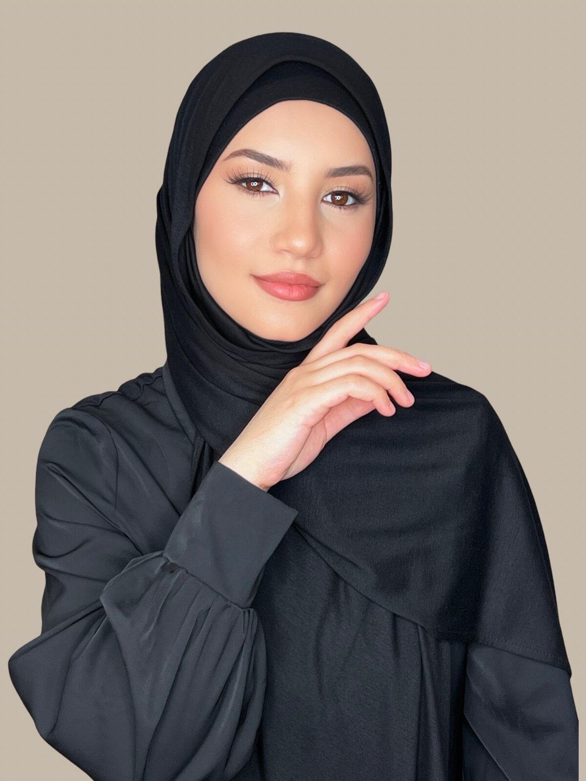 Classic Jersey Hijab Black - Soft & Comfortable Muslim Headscarf for Women - Perfect for Daily Wear, Prayer, and Modest Fashion