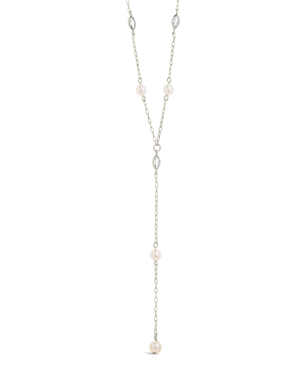 Elegant Tyra CZ & Pearl Lariat Necklace - Dainty Layered Jewelry for Women, Perfect for Weddings, Parties & Everyday Wear
