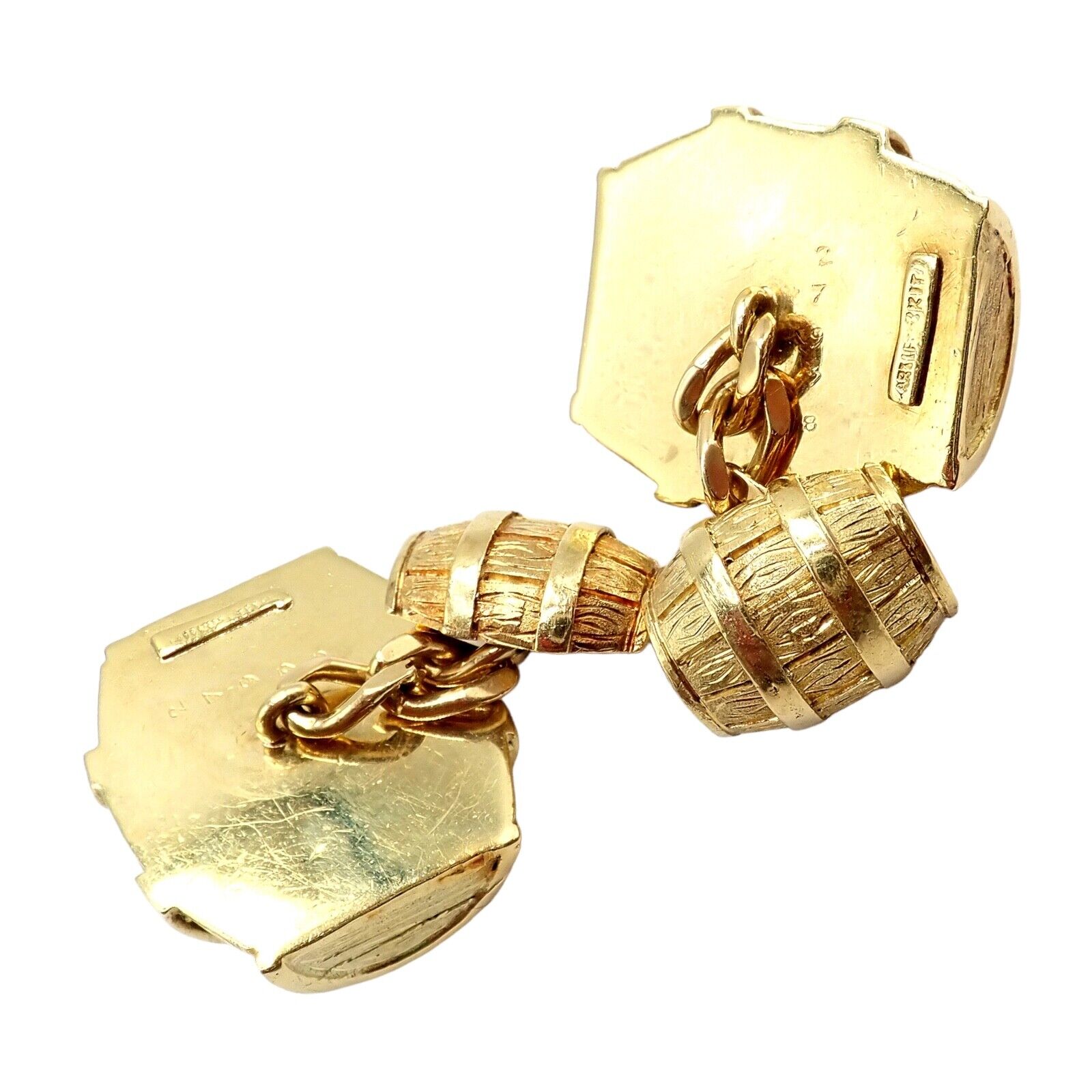 Vintage Cartier 18k Yellow Gold Barrel Cufflinks - Authentic 1970s Luxury Men's Jewelry for Formal Wear & Special Occasions