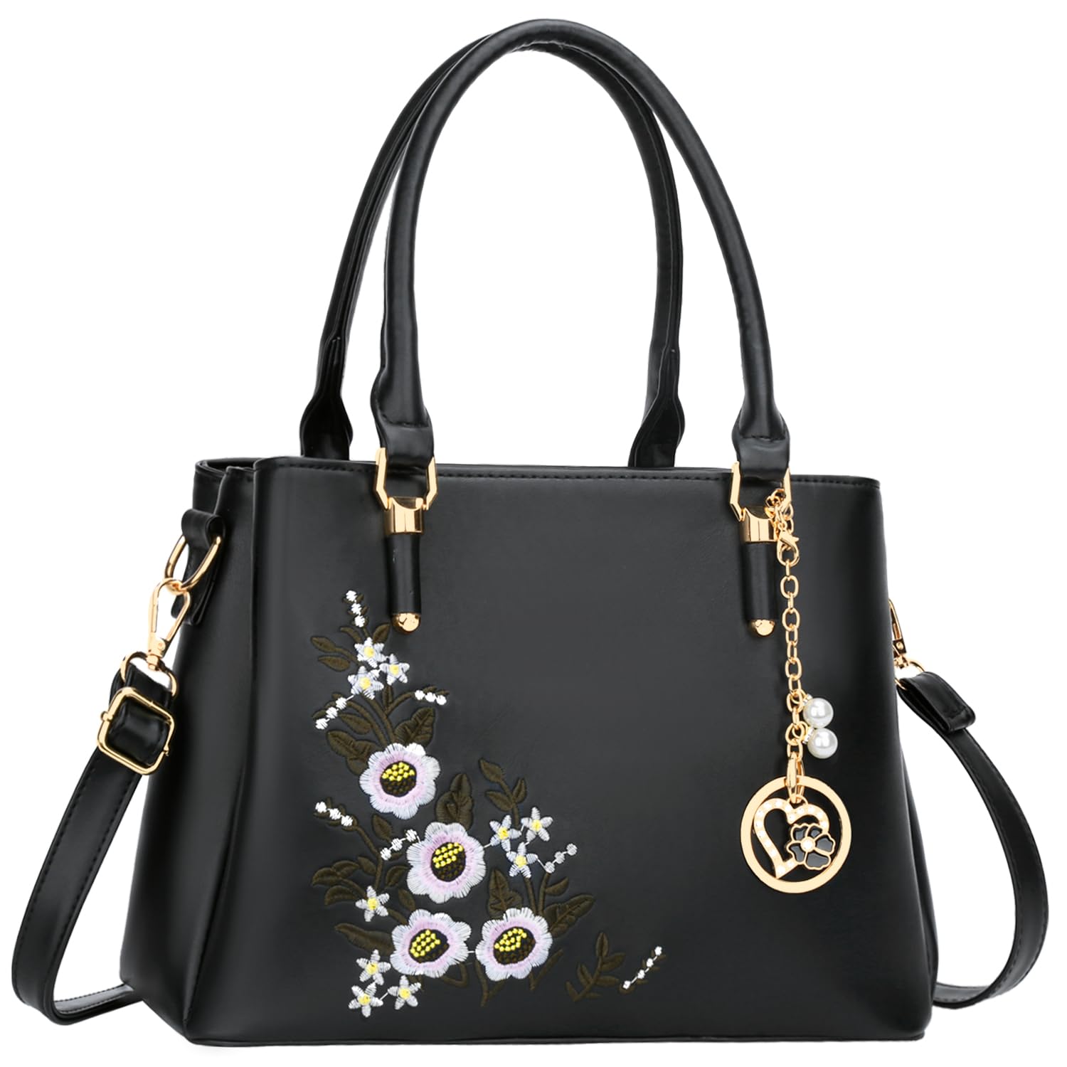 KKXIU Women's Leather Satchel Handbag - Stylish Crossbody Shoulder Bag with Zipper Pockets for Daily Use, Work & Travel