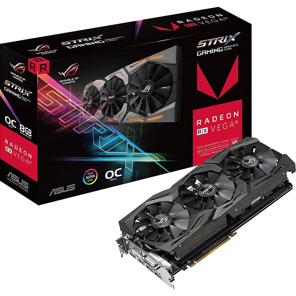 ASUS ROG Strix Radeon RX Vega 56 8GB HBM2 2048-bit GDDR5 PCIe 3.0 Graphics Card - 4K Gaming, VR Ready, HDCP Support for PC Builders & Cryptocurrency Mining