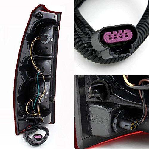 AKKON Smoked Halo LED Projector Headlights & Dark Red Tail Lights for Chevy Avalanche - Replacement Headlamps with Halo Rings for Improved Night Visibility