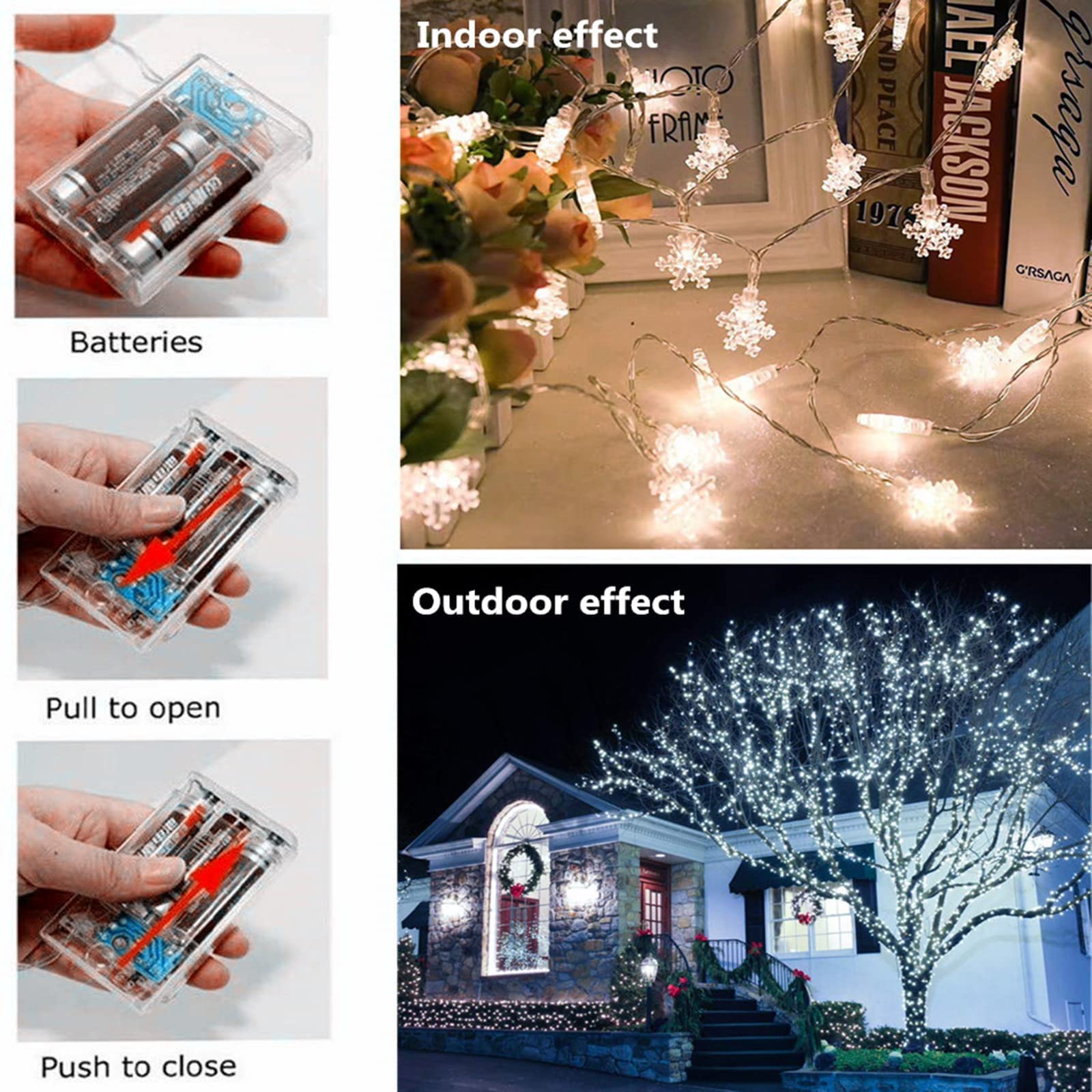 KINGJOHN 40 LED Snowflake String Lights - Waterproof Fairy Lights for Christmas, Wedding, Party & Home Decor | Indoor/Outdoor Use for Garden, Patio, Bedroom & Holiday Celebrations