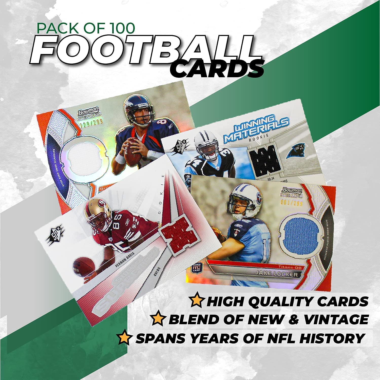 Authentic NFL Football Trading Cards Mixed Starter Group 2 - Guaranteed Autographed, Jersey or Relic Cards in Every Pack | Sports Collectible Trading Card Packs & Boxes for Fans & Collectors | Perfect for Gifts, Investments & Game Day Memorabilia