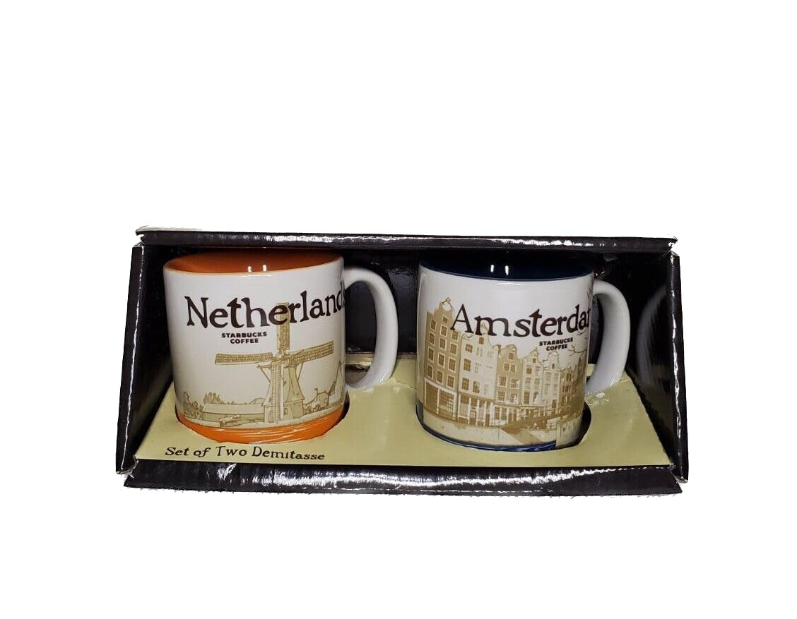 Starbucks Demitasse Mugs - Collectible Dutch Amsterdam Design Coffee Cups - Perfect for Espresso, Tea & Home Decor Gifts