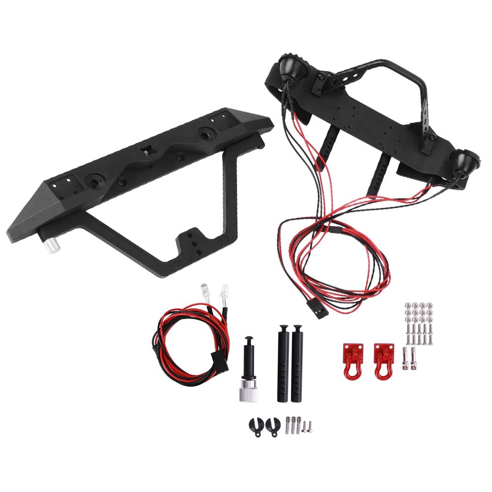 VGEBY 1:10 Scale Metal RC Car Bumper with LED Lights - Front & Rear Crawler Bumper Upgrade Parts for 90046 & 1/10 RC Models | Durable Off-Road Accessory for Rock Crawling & Trail Adventures