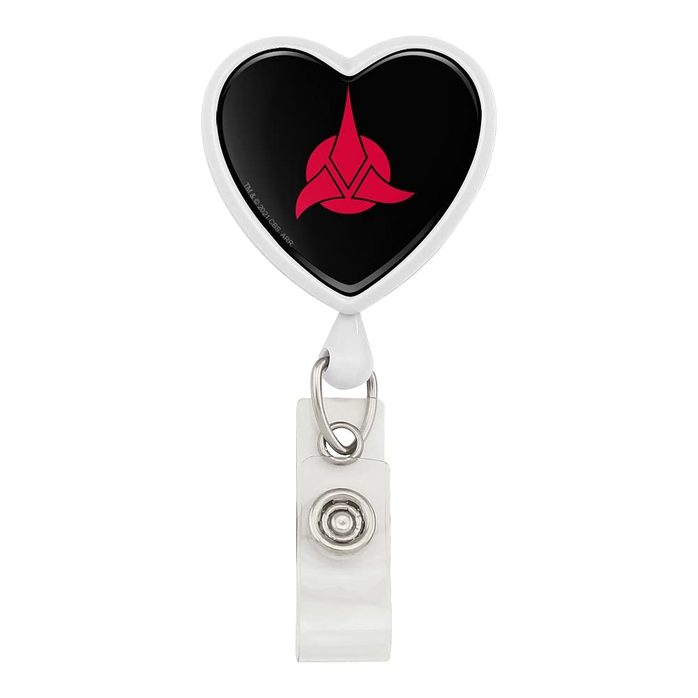 Star Trek Klingon Shield Heart Lanyard with Retractable Reel - Premium ID Badge Holder for Work, Conventions & Cosplay | Officially Licensed Star Trek Accessory