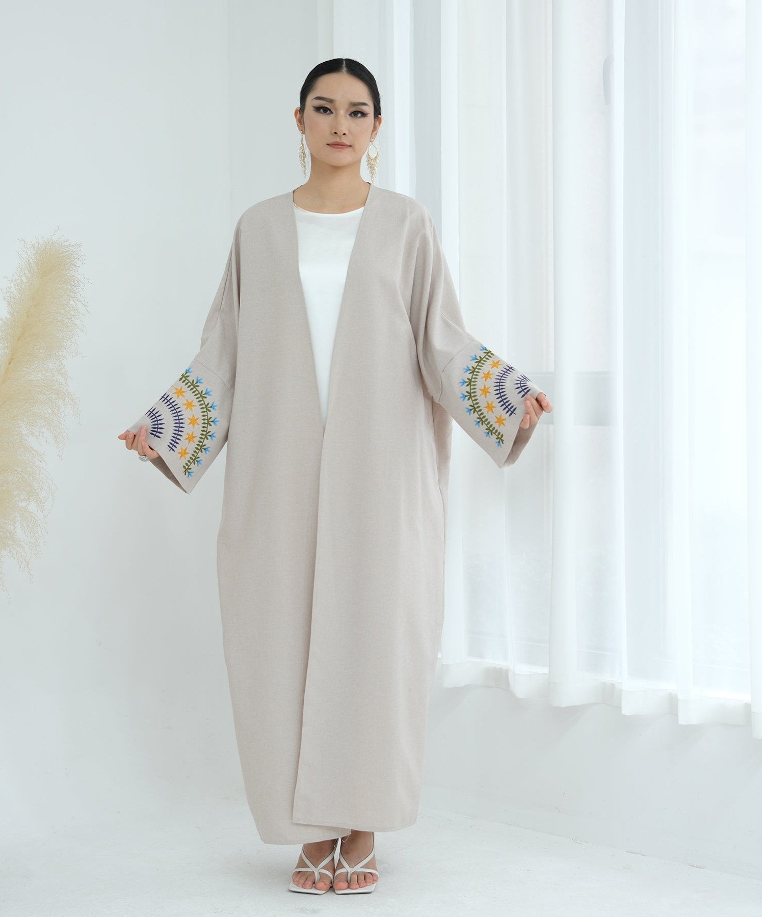 Carin Embroidered Kimono Duster Cardigan - Women's Lightweight Open Front Cover Up for Spring & Summer - Perfect for Beach, Vacation, and Boho Style Outfits