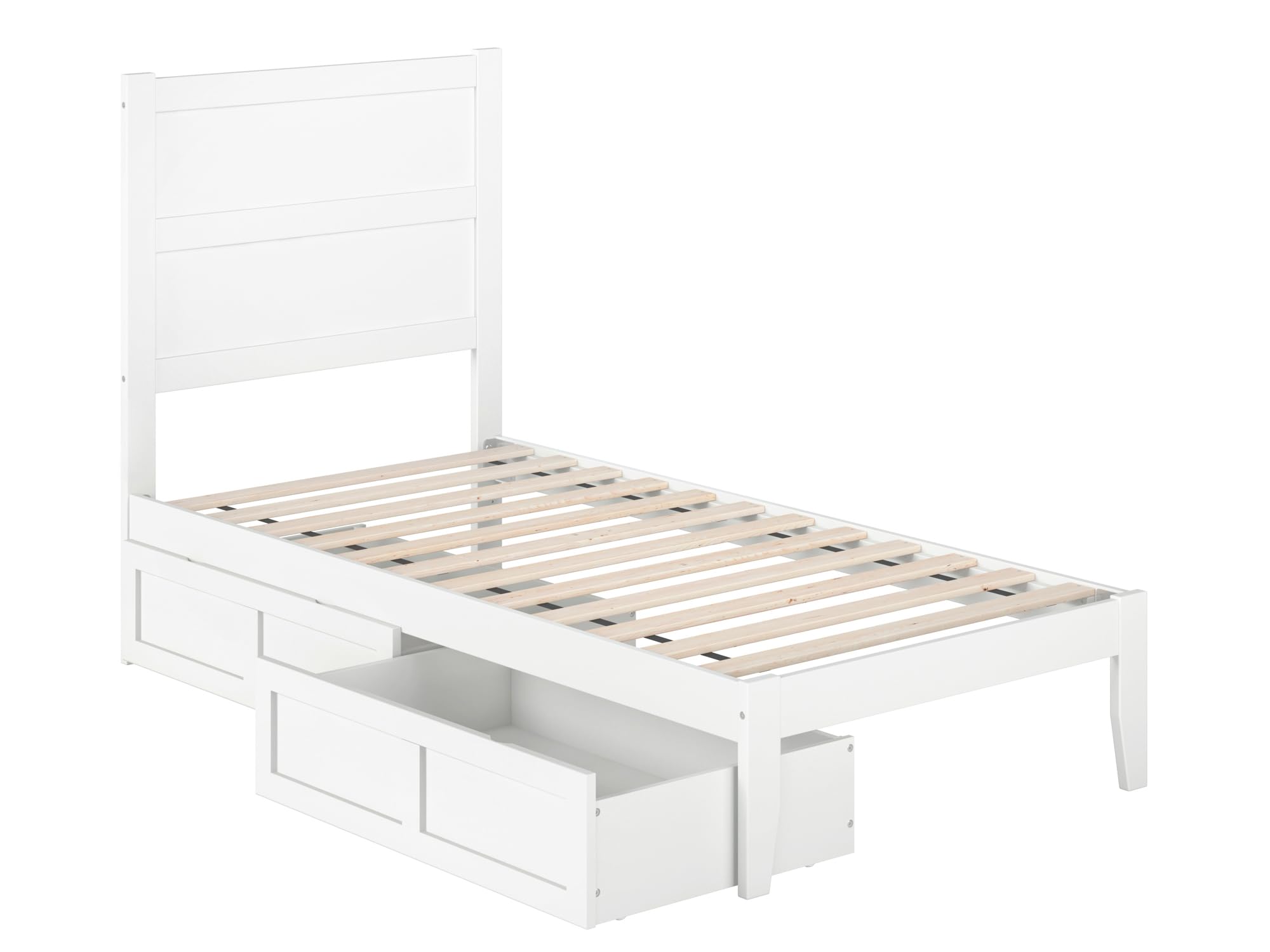 AFI NoHo Twin Size Platform Bed with Storage Drawers & USB Charging Station - White Wooden Frame for Small Space Bedroom, Dorm Room or Guest Room