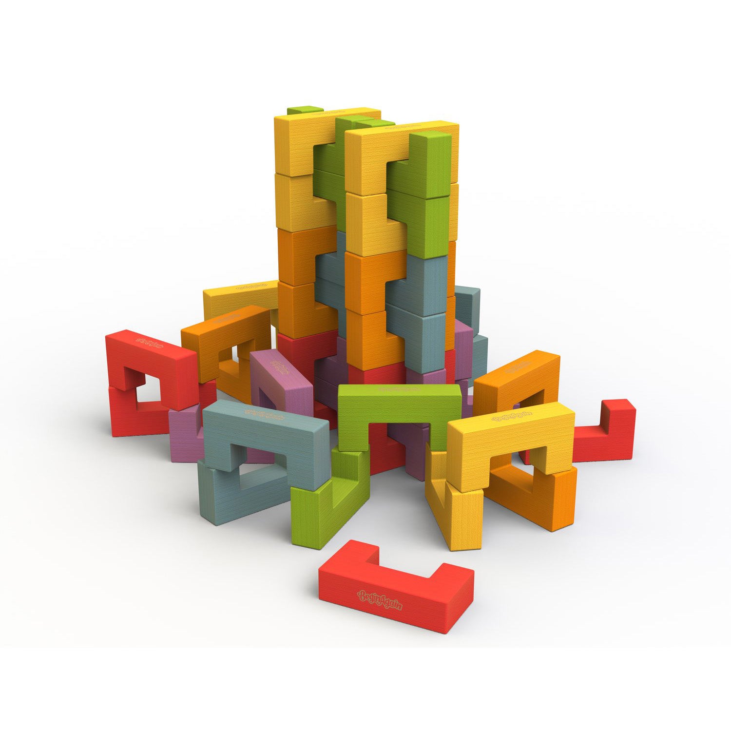 BeginAgain U Build It Deluxe 48-Piece Wooden Block Set for Kids - Creative Construction Toy for Toddlers & Preschoolers - Perfect for STEM Learning & Imaginative Play at Home or Classroom