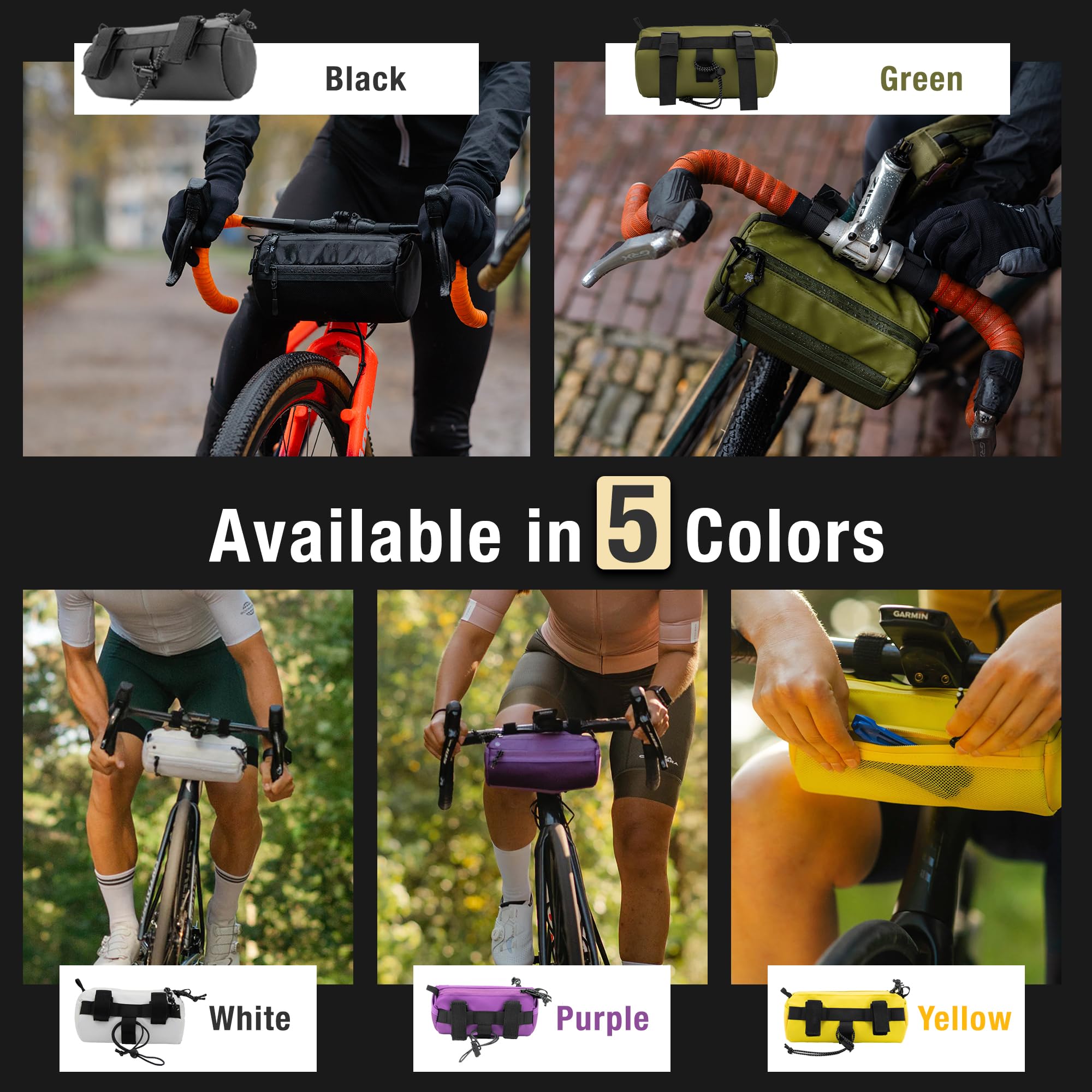 Lumiere & Co. Waterproof Bike Handlebar Bag - Front Bicycle Storage Pouch for Mountain & Road Bikes - Durable Cycling Accessories for Commuting, Touring & Outdoor Adventures