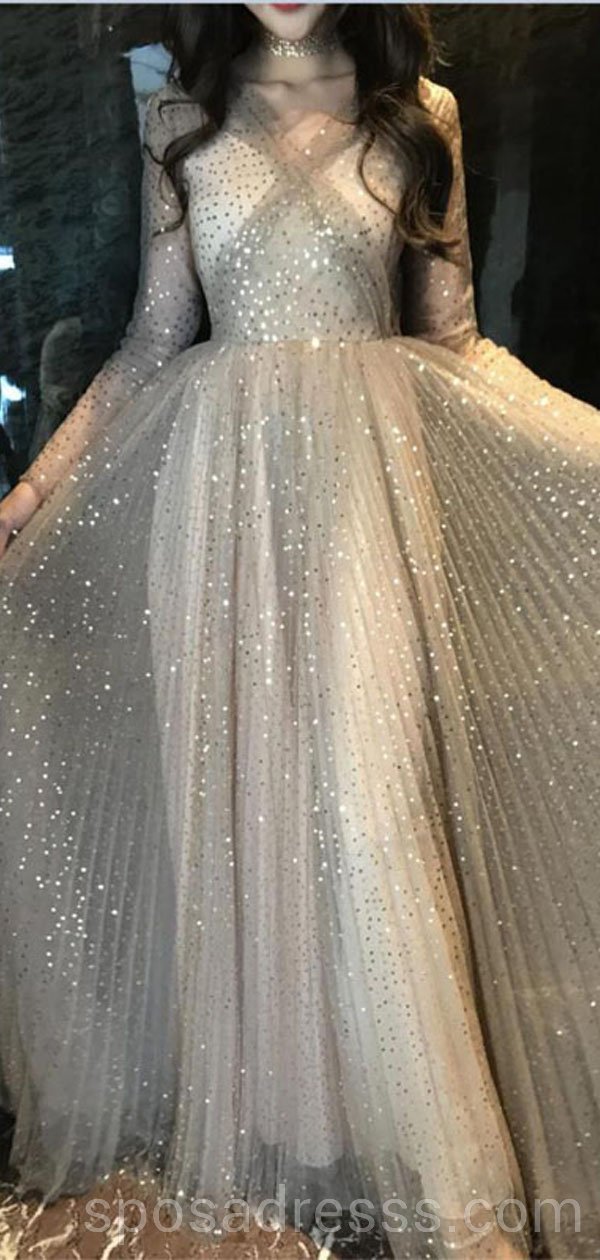 Sparkly Tulle Long Sleeve Evening Prom Dress for Women - Elegant Sweet 16 Party Gown - Perfect for Homecoming, Quinceañera & Formal Events - Style #18568