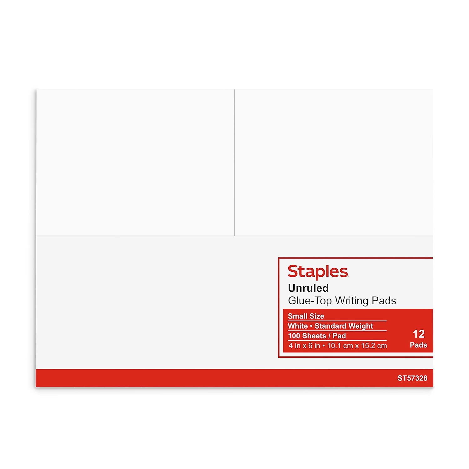 163444 4x6 Unruled Notepads, 100 Sheets per Pad, 12 Pads per Pack - Perfect for Office, School & Home Organization, Note Taking & Lists