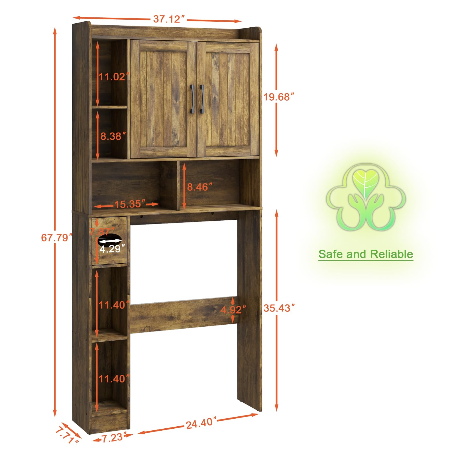 Farmhouse Over The Toilet Storage Cabinet with Barn Door - Space Saving Bathroom Organizer for Toiletries, Towels & Laundry - Perfect for Small Bathrooms, Restrooms & Apartment Living
