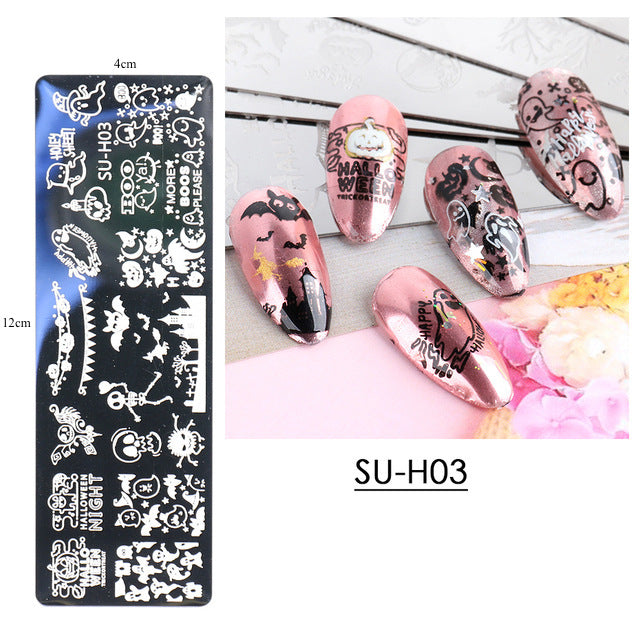 Halloween Nail Art Stamping Plates - 10 Unique Designs for Spooky Nail Art | Perfect for Halloween Parties, Cosplay & DIY Nail Decoration