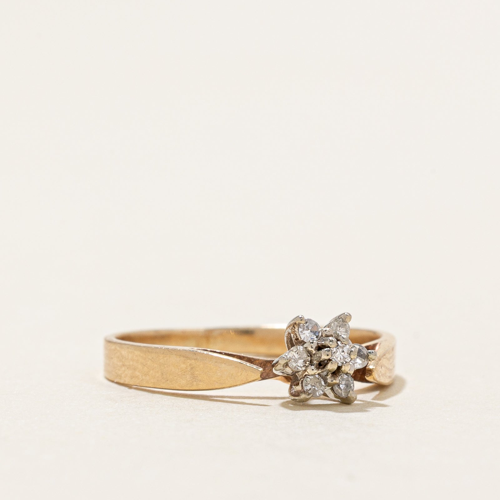 0.07ctw Diamond Cluster Petal Ring - Size 3.75 | Elegant Floral Design Wedding & Engagement Jewelry for Women | Perfect Gift for Anniversary, Valentine's Day & Special Occasions