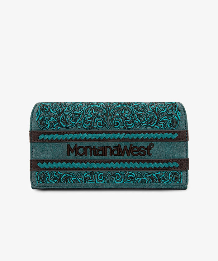 Montana West Embroidered Wallet for Women - Stylish Leather Clutch with RFID Protection | Perfect for Travel, Shopping & Everyday Use